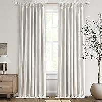 Vista 17 de Cortinas opacas térmicas 100% de 84 pulgadas de longitud, juego de 2 paneles para dormitorio, cortinas de ventana de lino con pinzas plegadas