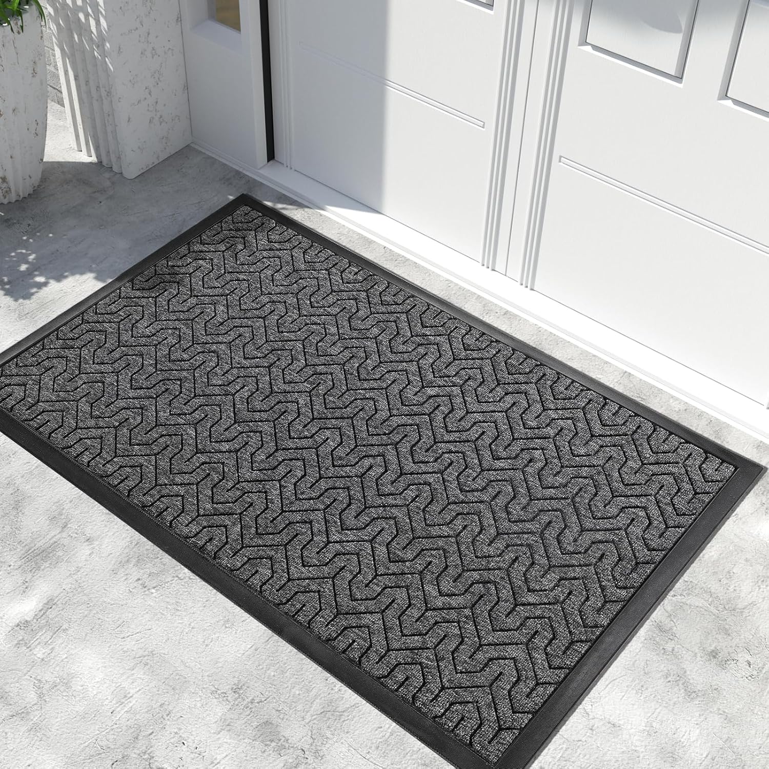 Yimobra Door Mat, All-Season Outdoor Indoor Sturdy Doormat for Home Entrance Floor, Heavy Duty Non Slip Front Door Mats Outdoor, Easy to Clean, Garage and Garden, 60 x 36 Inch, Mix Grey 60x36 Inch Mix Grey