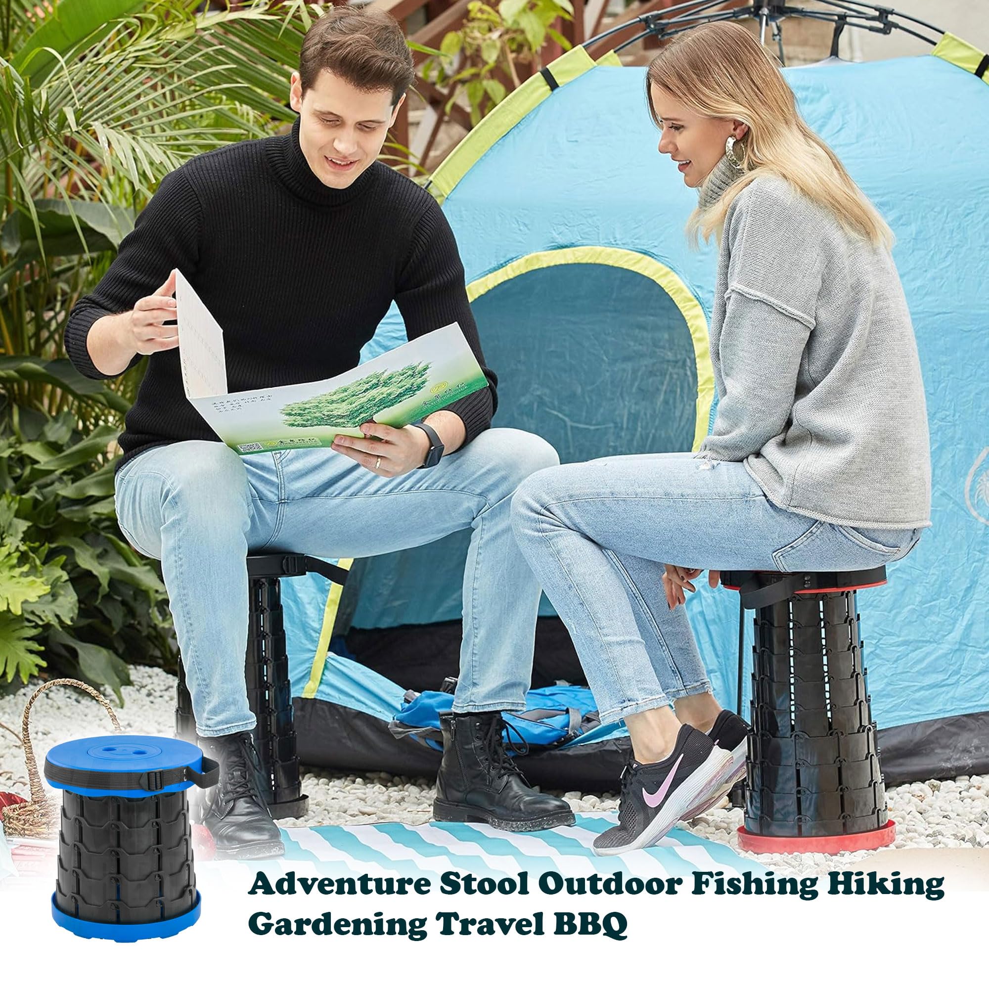 Folding Stool Seat Portable Retractable Telescopic Camping Fishing Travel Chair