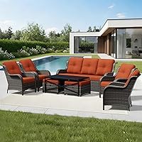 Vista 119 de Joyside Silla mecedora giratoria para exteriores para patio, mecedora de mimbre para exteriores con cojines de tela de olefina adecuada para porche