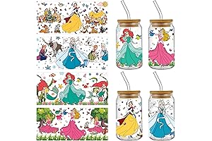 4 Sheets Cartoon UV DTF Cup Wrap for Glass 16OZ