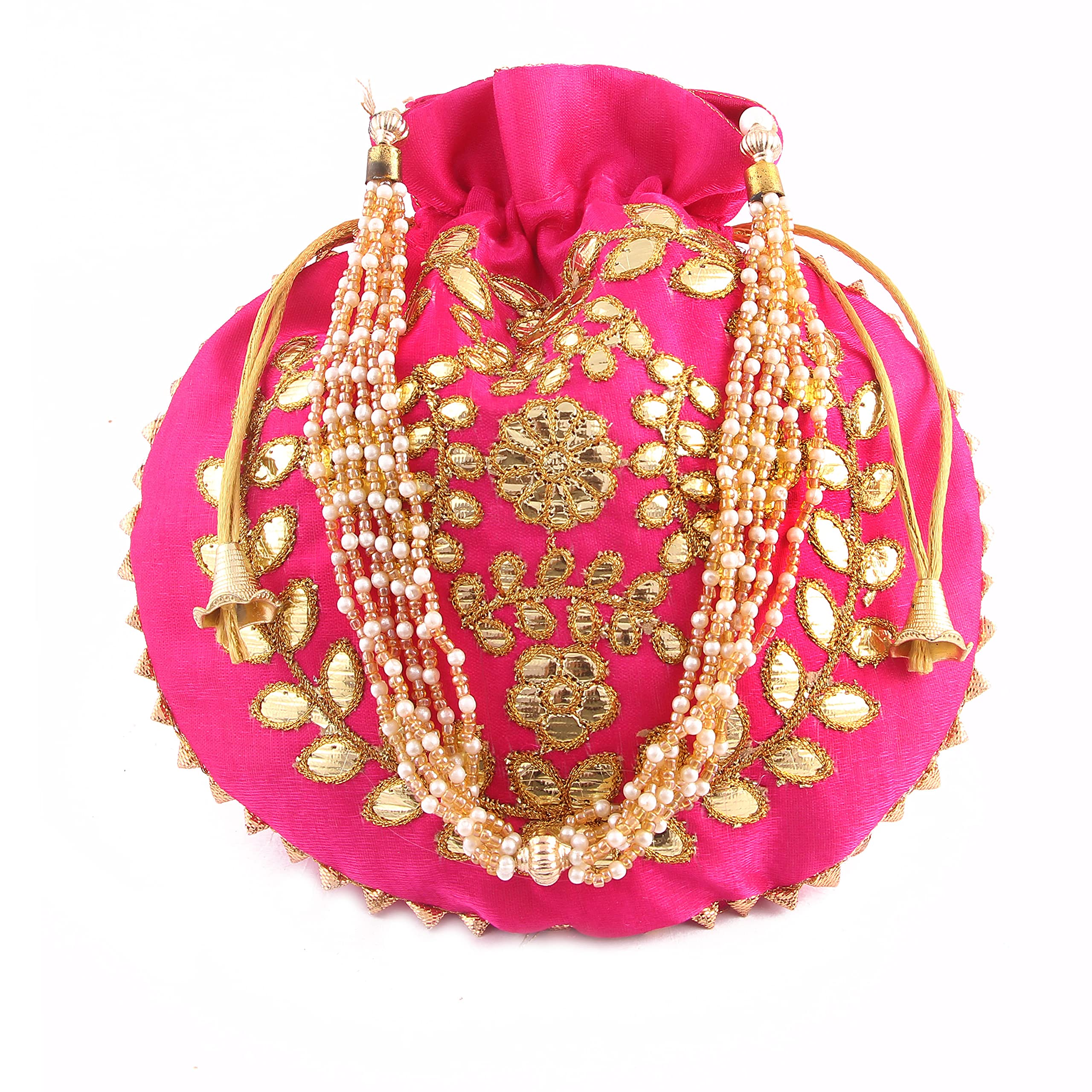 apratim Women's Girls Beautiful Gota patti Work Potli Hand Bag-09-picture-49