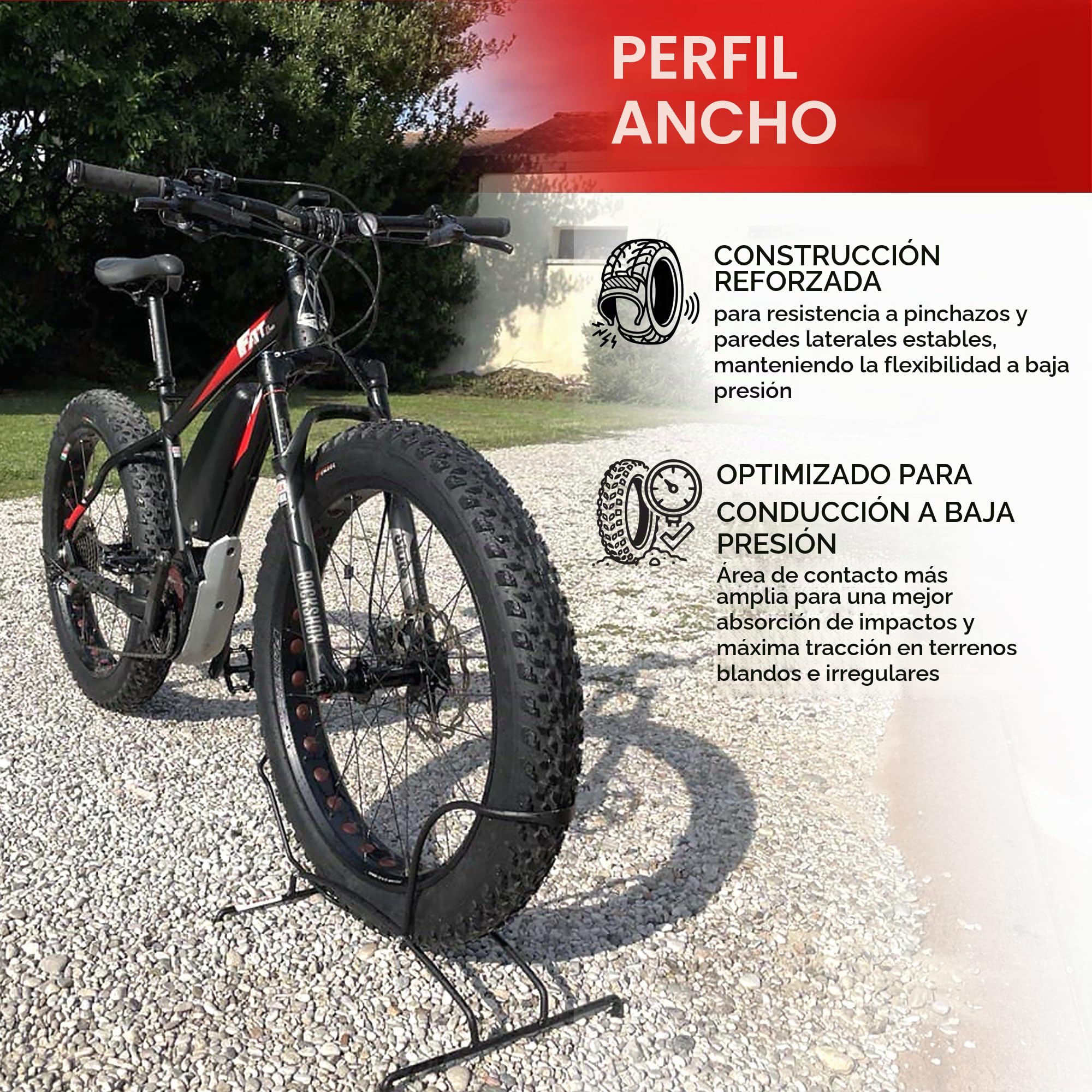 Fincci Pneu 26x4 Anti Furo 26 x 4.0 Plegable 30 TPI con Cámara Schrader
