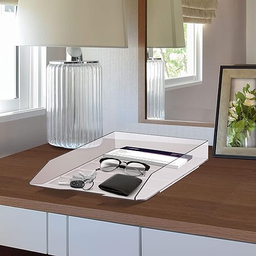 Miniatura 4 de Acrimet Bandeja apilable para cartas de carga frontal, tamaño carta, plástico, color cristal transparente, 1 unidad