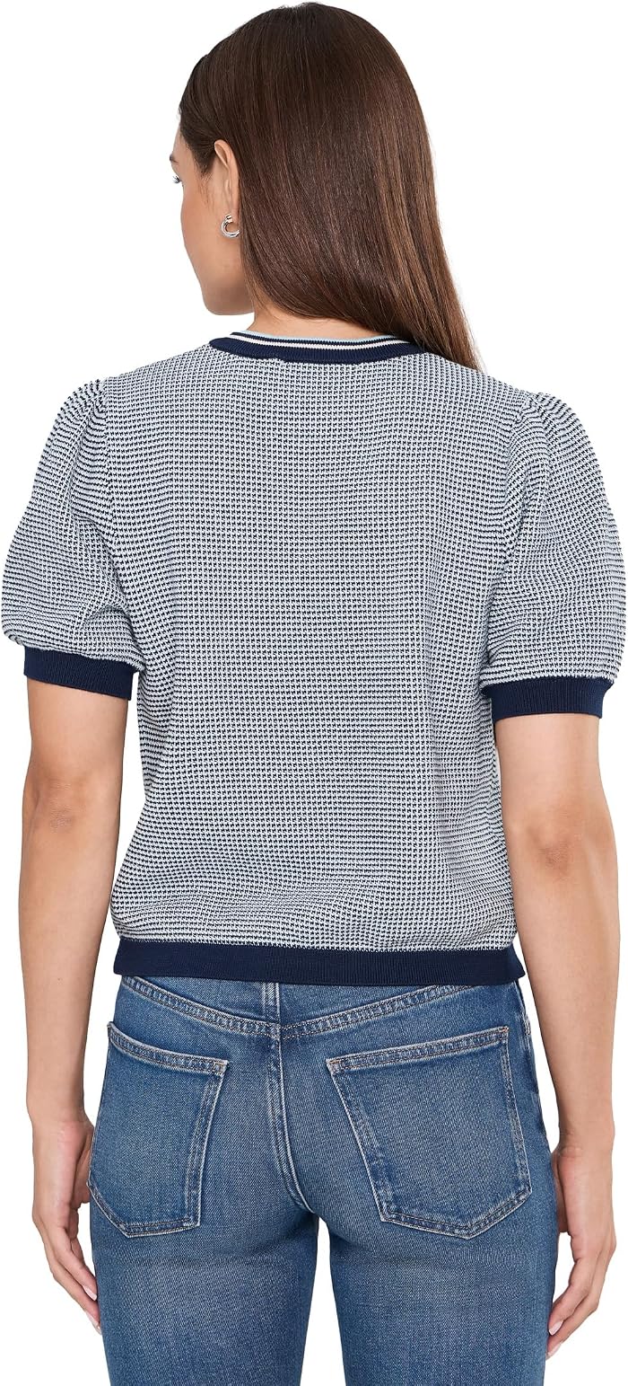 525 america Grayson Tweed Like Puff Sleeve Henley, цвет: Тёмно-синий — фото 2
