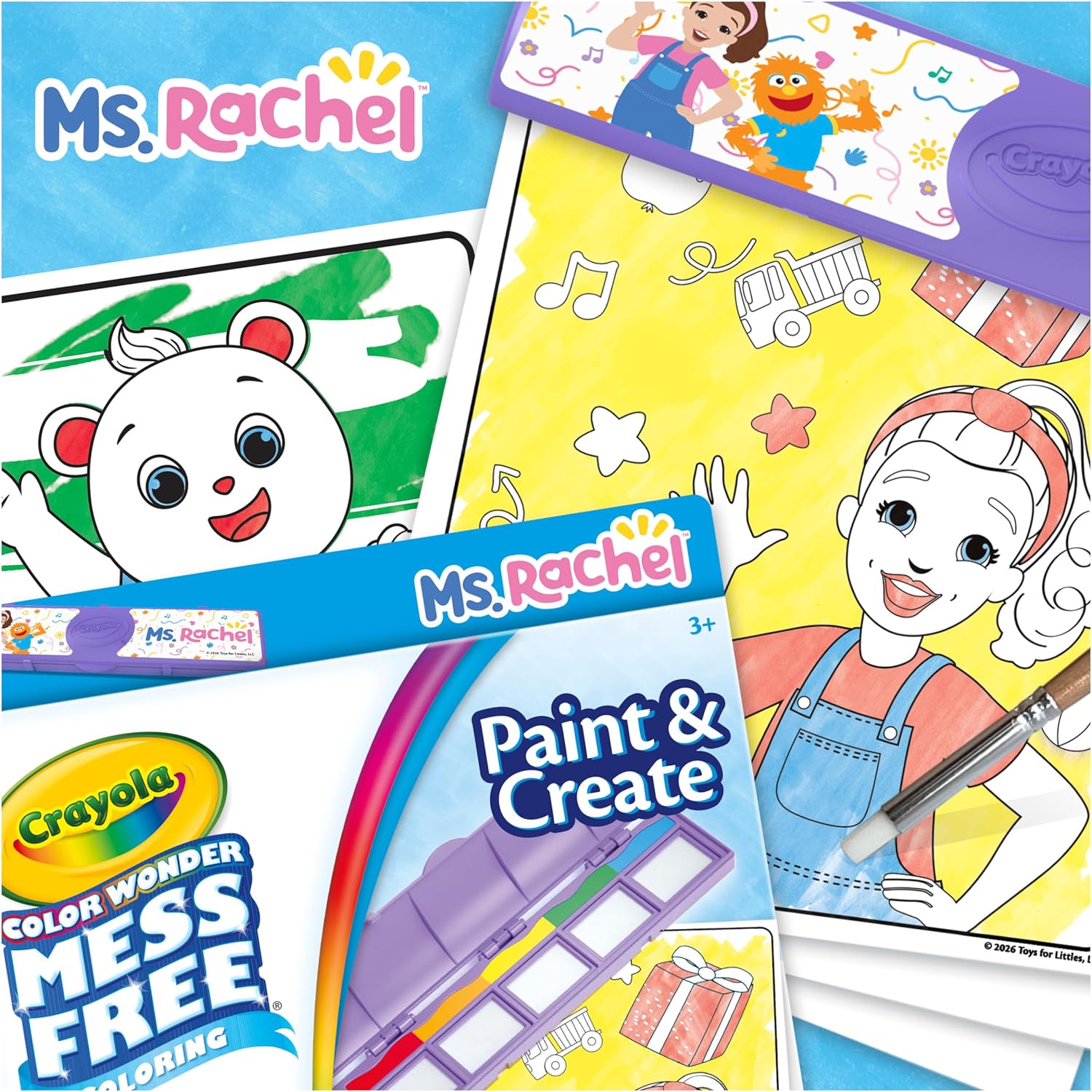 Crayola Color Wonder Paint & Create Set - Ms. Rachel, Mess-Free Painting Kit for Kids, 25 Coloring Pages, 5 Ink Pads & Paint Brush, Gift for Toddlers, Ages 3+