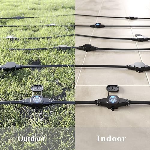 Miniatura 7 de Cable de extensión de alimentación de 25 pies, 3 clavijas, calibre 12 SJTW 5-15R, enchufe macho a conector hembra, 7 salidas múltiples enchufe