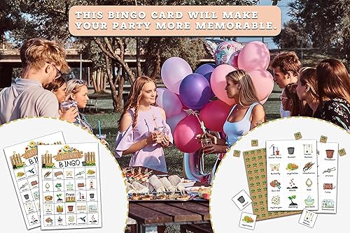 Miniatura 4 de Ycyfckdr Tarjetas de bingo de jardinería, juegos de fiesta de té de jardín, juego de bingo de jardín para adultos, fiesta nupcial de té, juegos al
