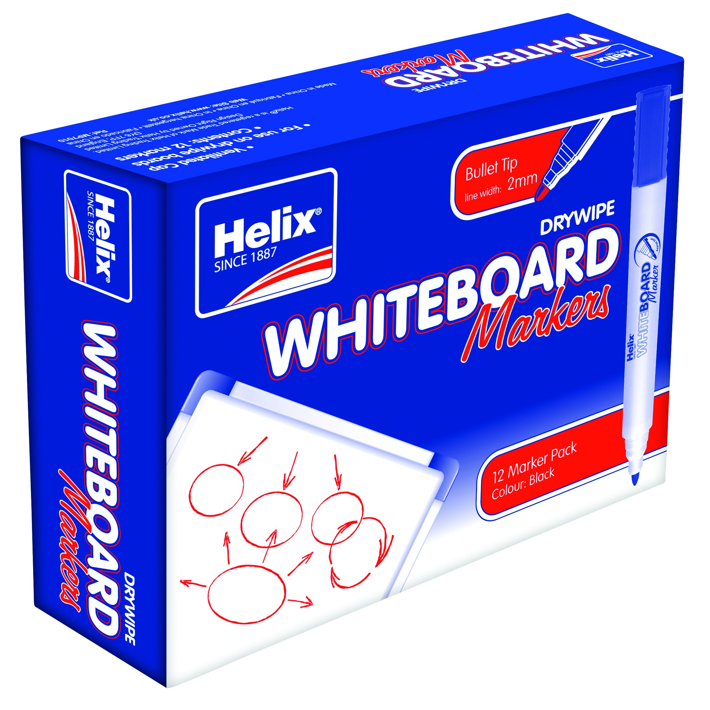 Helix Bullet Tip Whiteboard Marker Black Classpack