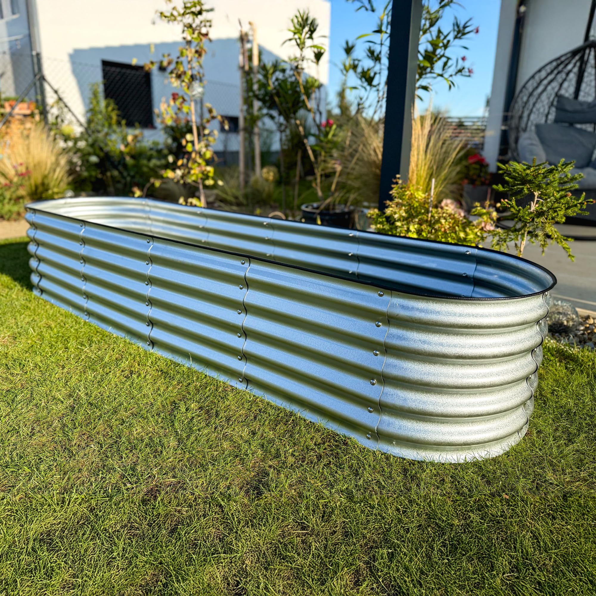 UNIGARDIA Aiuola Rialzata in Metallo 240 x 60 x 43 cm - Kit Aiuola Rialzata 9-in-1 Modulare - Aiuole Rialzate Antiruggine per Giardino in Acciaio Zn-Al-Mg di Prima Qualità - Durata Minima di 20 Anni