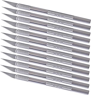 WA Portman Premium Hobby Knife Set with Sharp X Acto Knife Compatible Blades -12 pc Craft Knife Set - Precision Cutting Knives and Craft Blades Ideal for Art Supply Kits Workshops and Classrooms