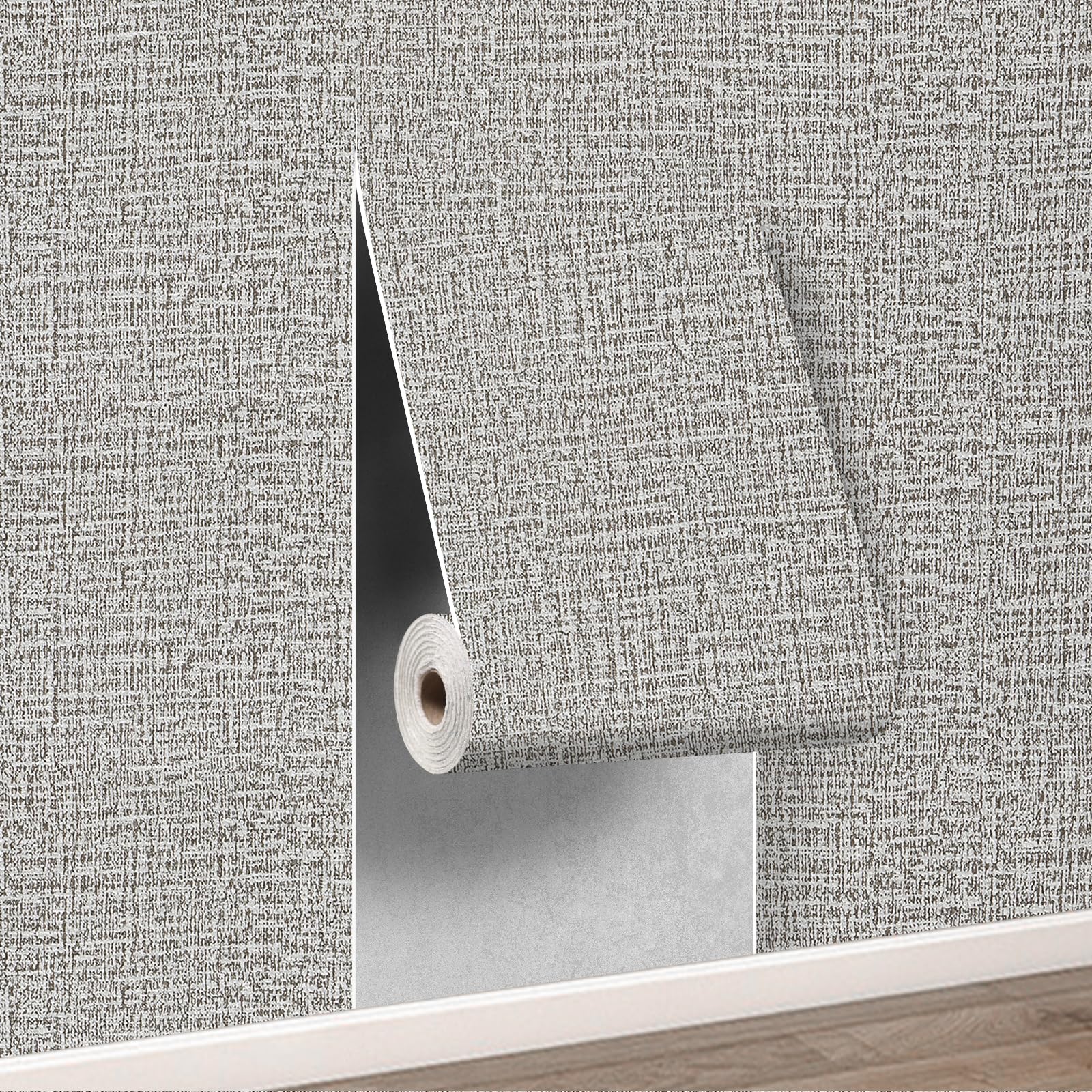 Takezuaa 1 Roll Self Adhesive Thermal Wallpaper 3mm Thick Grey Textured Peel and Stick Wallpaper PE Foam for Ceilings Bedroom Livingroom Waterproof Damp Proof for Bad Cold Walls 50cmx2.8m — image 1