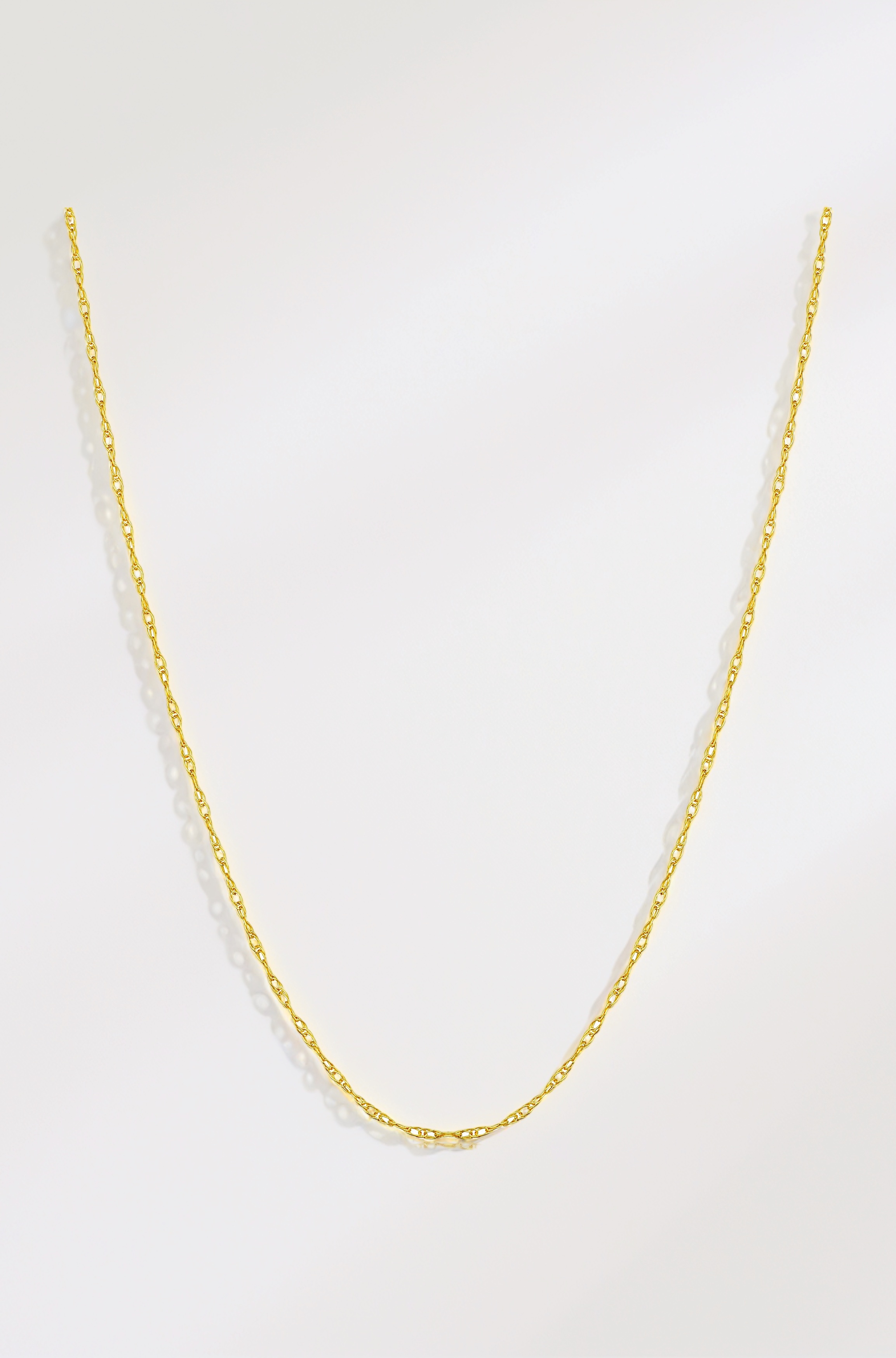 10k Yellow, White or Rose Gold 0.8 mm Rope Chain Necklace (14, 16, 18, 20 or 24 inch)