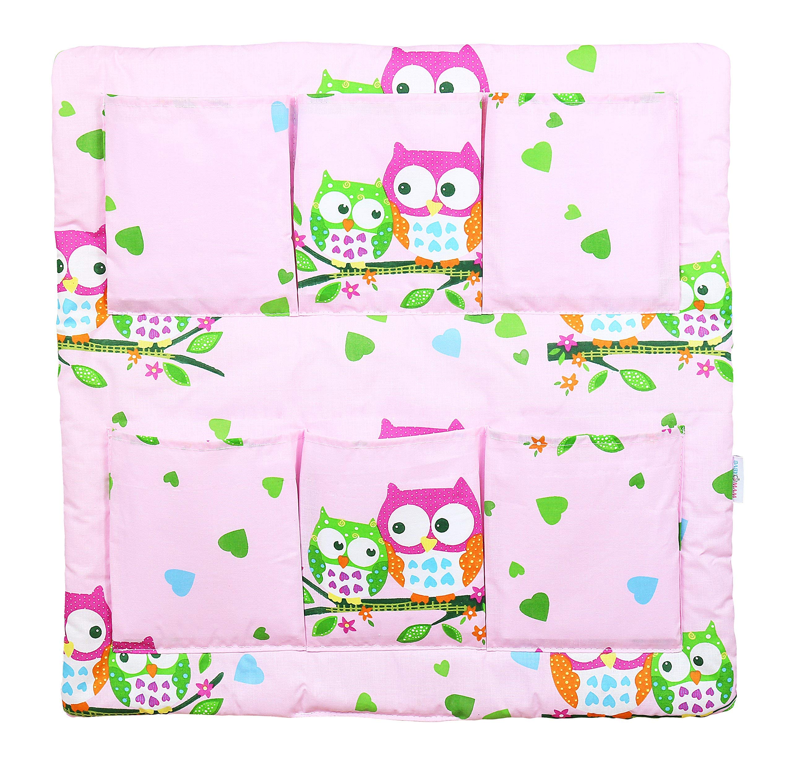 Baby COT Tidy Organiser Hanging Storage CotBed Nursery 6 Pockets BABYMAM (Owls Pink) — image 1