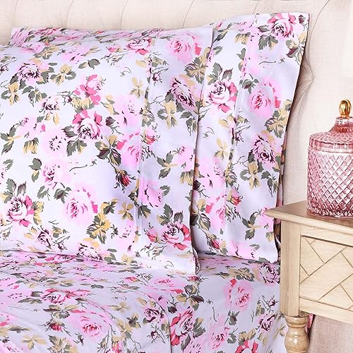 Miniatura 5 de SUPERIOR Juego de sábanas de algodón con fundas de almohada, juego de cama de 300 hilos, duradero y transpirable, lavable a máquina, ropa de cama