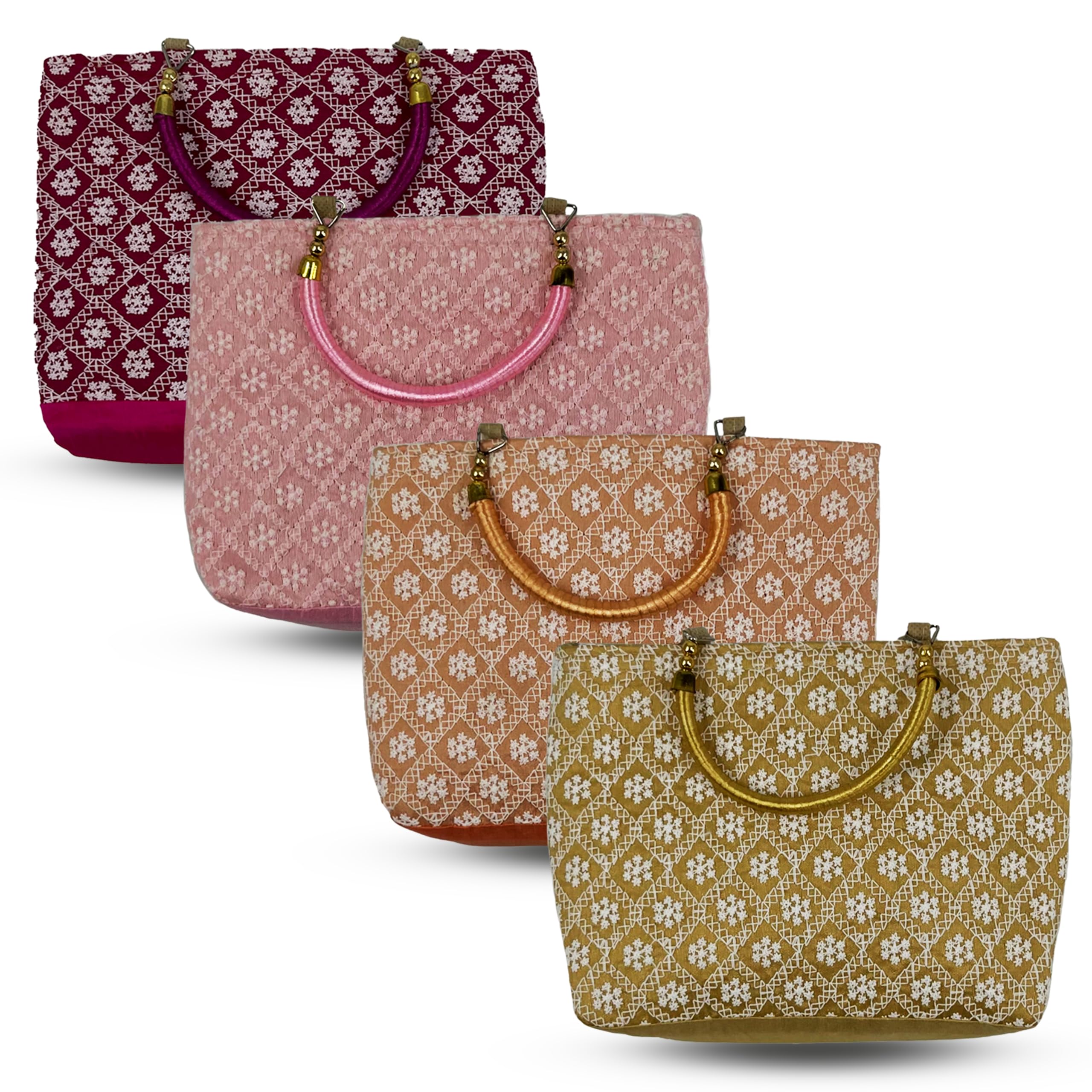 Handmade Embroidered Ethnic Handbag for Women One-Side Embroidery Wedding Purse, Festive Party Bag & Traditional Gift | Pack of 5-image-45