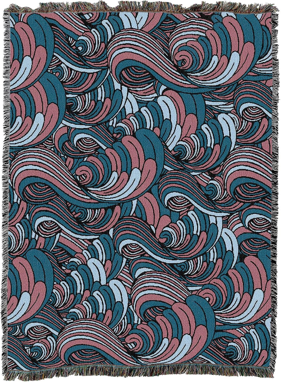 Pure Country Weavers Serene Waves Blanket Cotton Candy - Patterns Gift Tapestry Throw Woven from Cotton - Made in the USA (72x54)