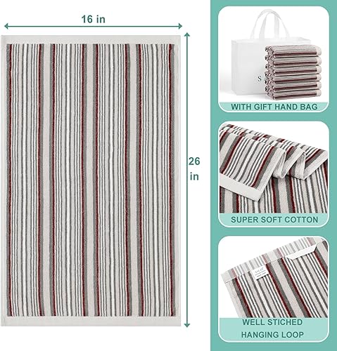 Miniatura 3 de SALAS Toallas de cocina para secar platos, toallas de cocina grandes de algodón, paños de toalla a rayas, juegos de toallas gruesas altamente