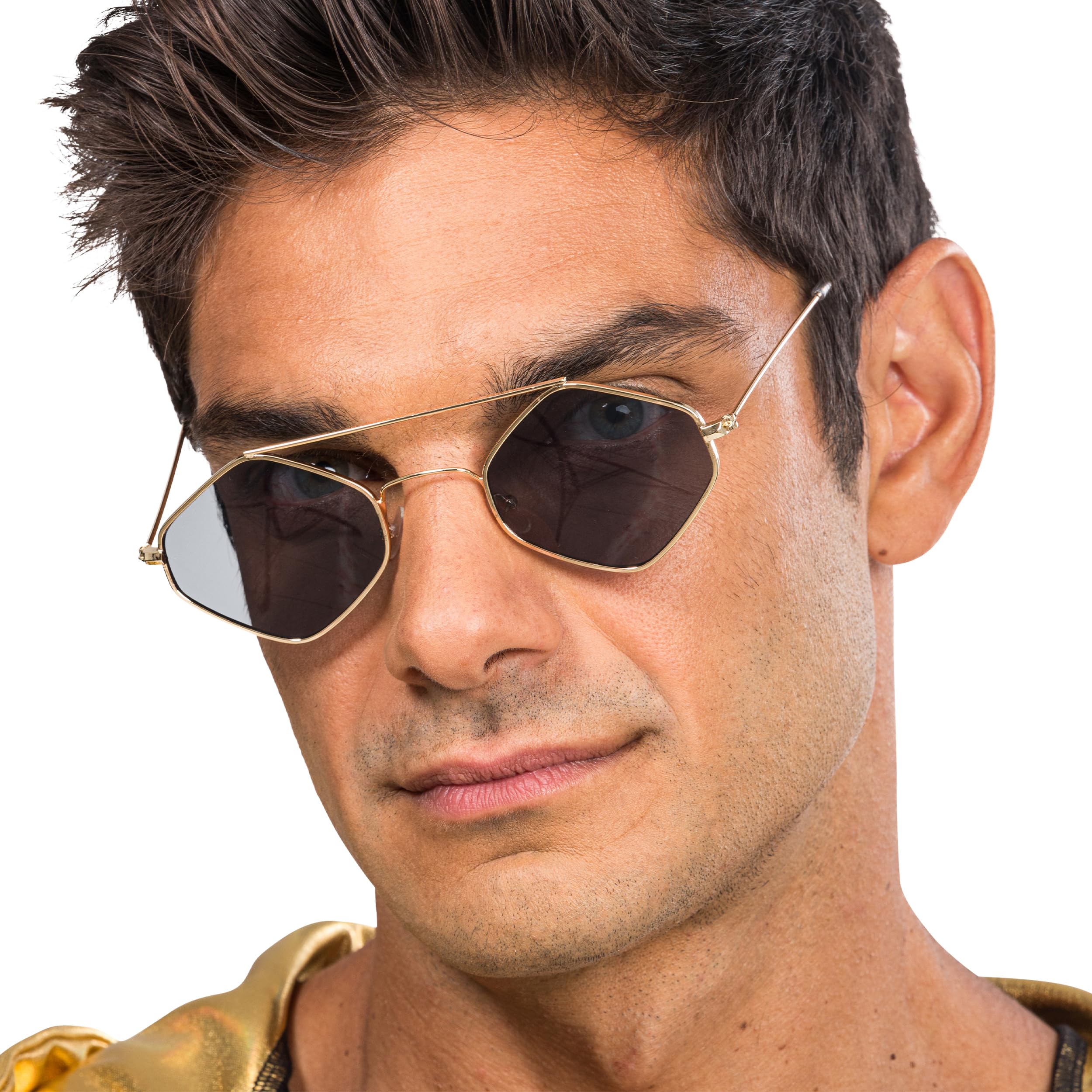 Chaks - Sunglasses Gold Metal Frame Black Glasses Accessories for Festival Carnival Men Glasses