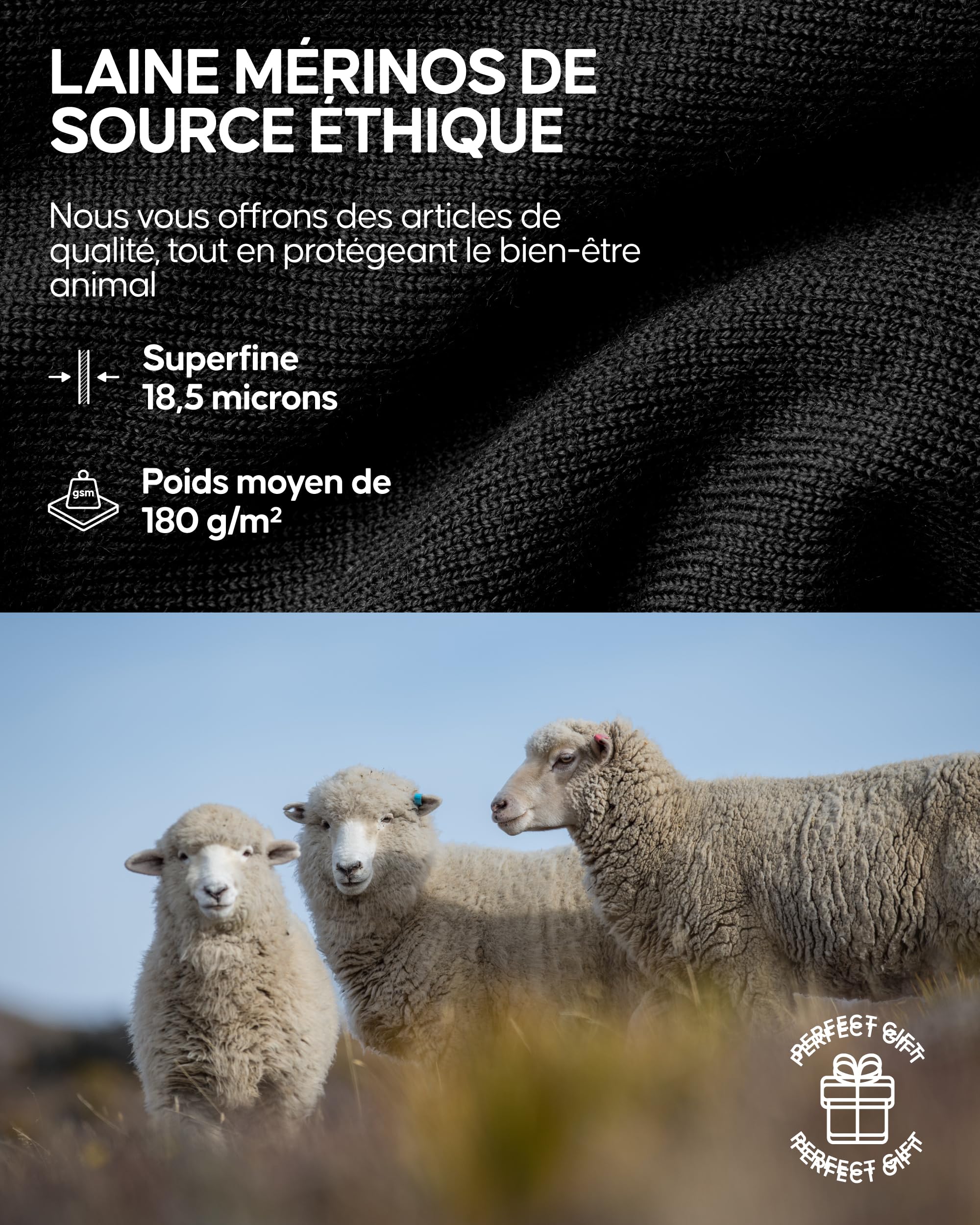 DANISH ENDURANCE sous-Vêtements Thermiques en Laine Mérinos, Ensemble de Couches de Base (Haut et Bas) sous-Vêtements pour Hommes, Vêtements Thermiques