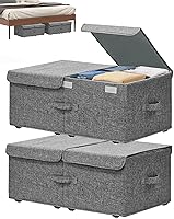 Vista 7 de Caja de Almacenamiento Debajo de la Cama con Ruedas, 2 Pack 14 cm de Alto Cajas de Almacenamiento Debajo de la Cama Profundas con Cajones y Tapas