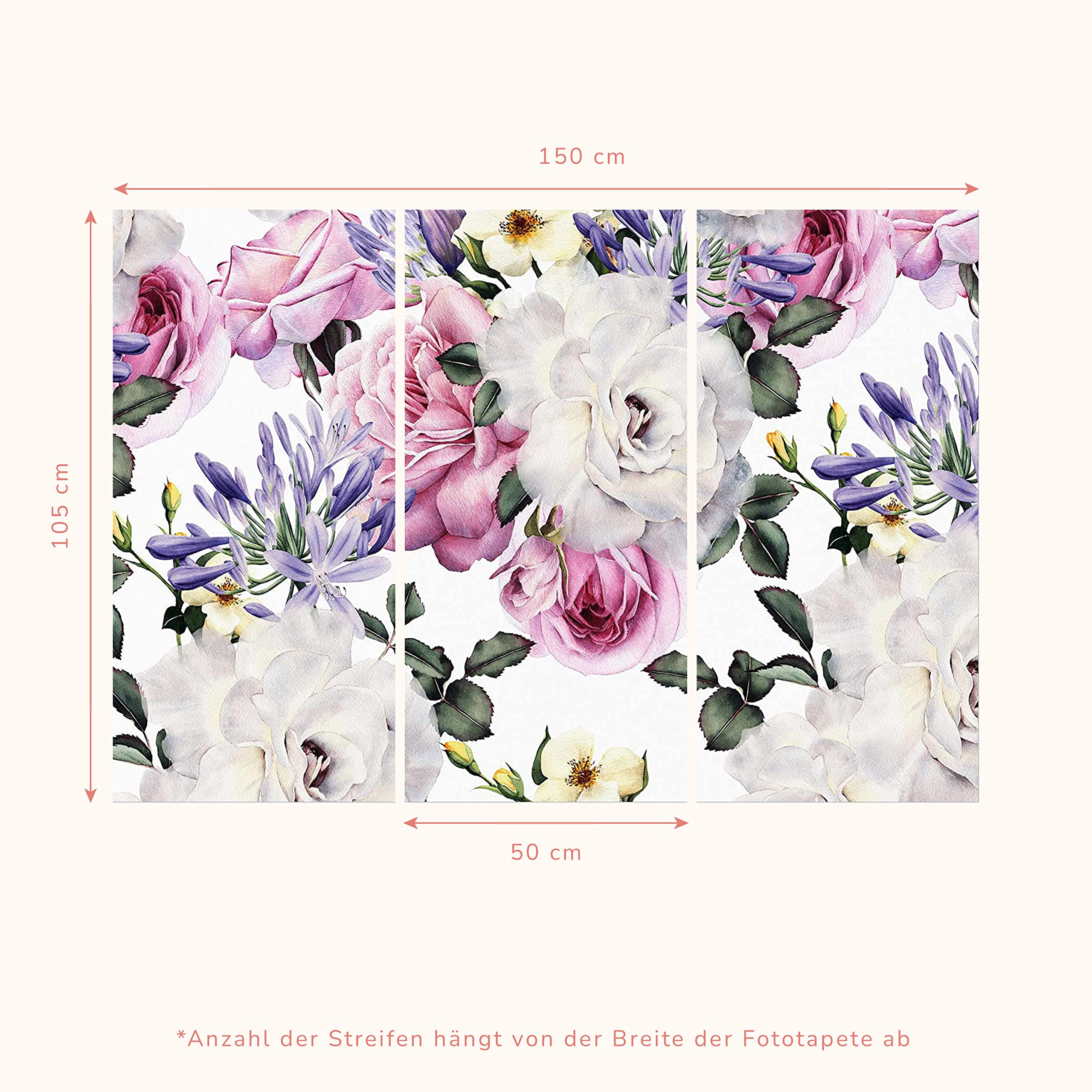 decomonkey Premium Fototapete Natur 400x280 cm XXL Design Tapete Fototapeten Vlies Tapeten Vliestapete Wandtapete moderne Wandbild Wand Wohnzimmer Deko Pflanzen Blumen Steinwand Vintage Retro beige