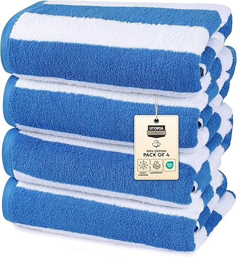 Vista 35 de Utopia Towels Cabana Stripe - Toalla de playa de gran tamaño, 100% algodón hilado en anillo, toallas de baño altamente absorbentes para la playa