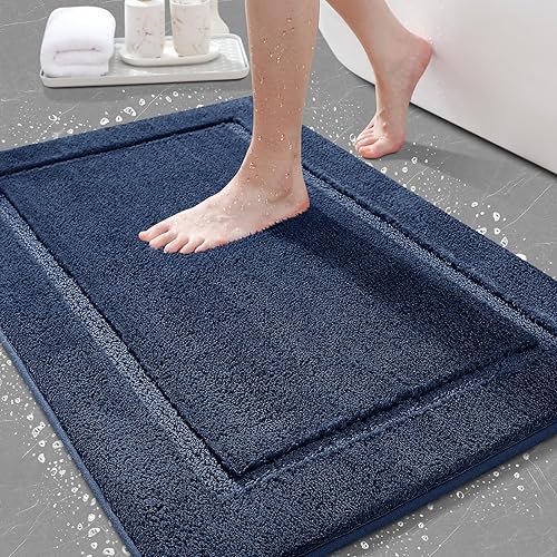 Miniatura 22 de Alfombras de baño de 32"x20", tapete de baño de microfibra absorbente ultra suave, grueso, afelpado y esponjoso, respaldo antideslizante, tapetes de