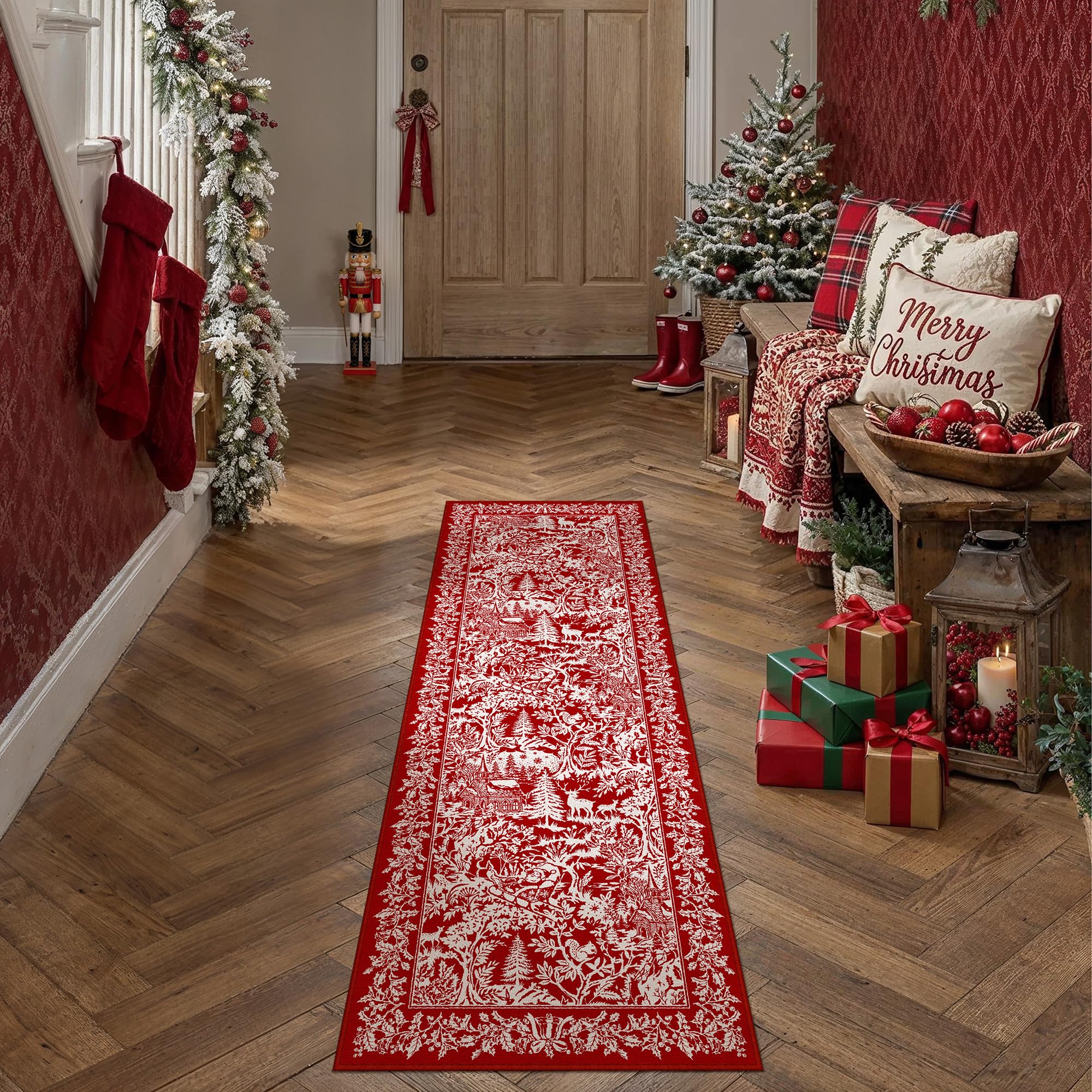 Christmas Area Rug - Red & Festive -8