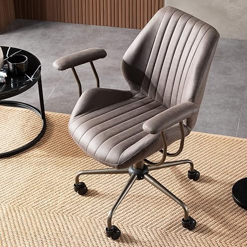 Miniatura 9 de ovios Silla de oficina ergonómica moderna para computadora, silla de escritorio de tela de gamuza con reposabrazos para oficina ejecutiva o en casa