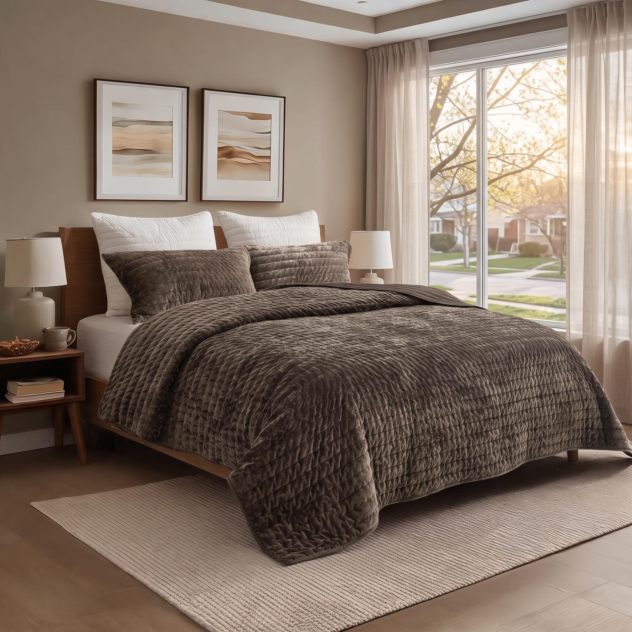 Bedsure Velvet Comforter Queen - Brown Luxury -13 Bedsure Velvet Comforter Queen - Brown Luxury -13