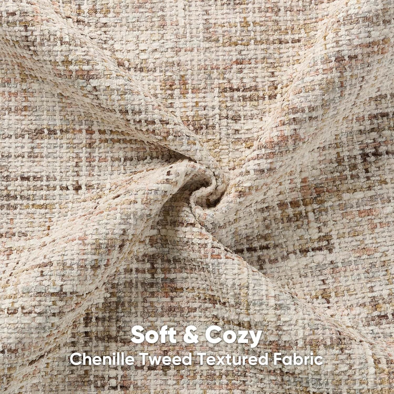 FUTEI Beige Brown Decorative Throw Pillow Covers 18x18 Inch Set of 2,Soft Chenille Tweed Textured Cushion Case,Modern Home Decor for Couch Bed Living Room - Image 2