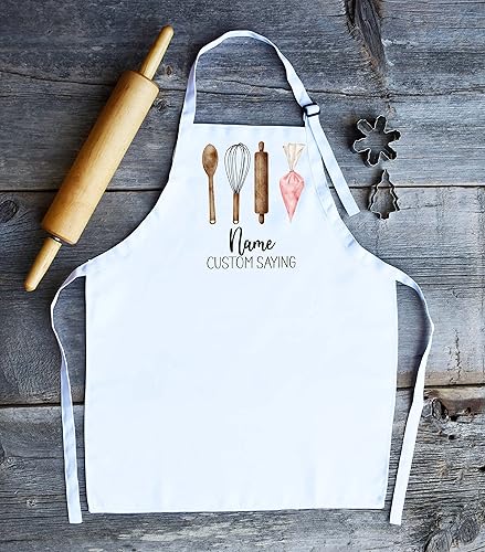 Miniatura 4 de Delantal de cocina personalizado para hornear con dos bolsillos, correa ajustable para el cuello para cocina, y hornear, herramientas de panadería,