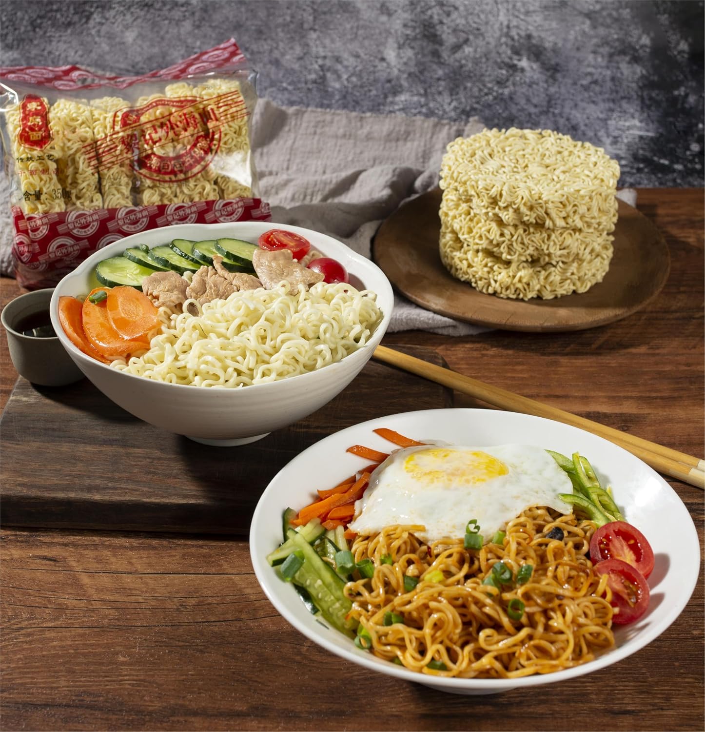 Non-fried Hot Pot Ramen Family Noodles Unflavored, Preservative Free, No Added MSG 350g (10.5oz), Total 6 PCS Per Pack (Pack of 2) image 3