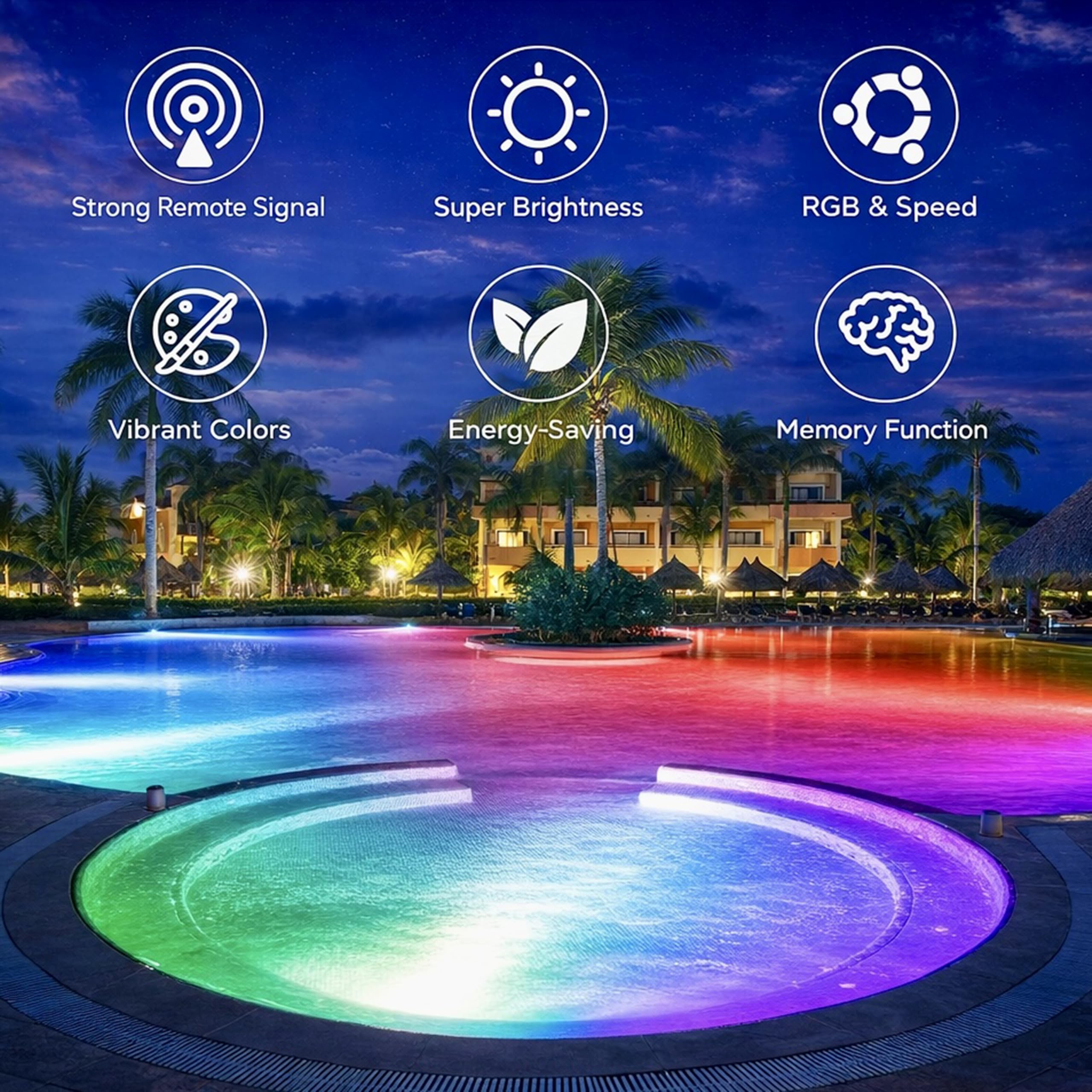 V-TAC Lampada Led da Piscina Multicolore RGB 12W - CON TELECOMANDO - PAR56 - Lampada Vetro Antiurto IP68 per Illuminazione Piscine e Fontane - 1260 Lumen - Luce Colorata Subacquea