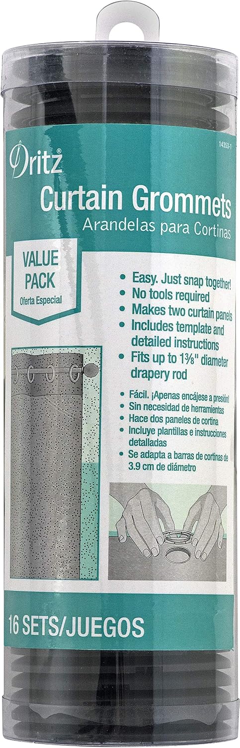 Dritz Curtain Grommets, 1-9/16", Matte Black