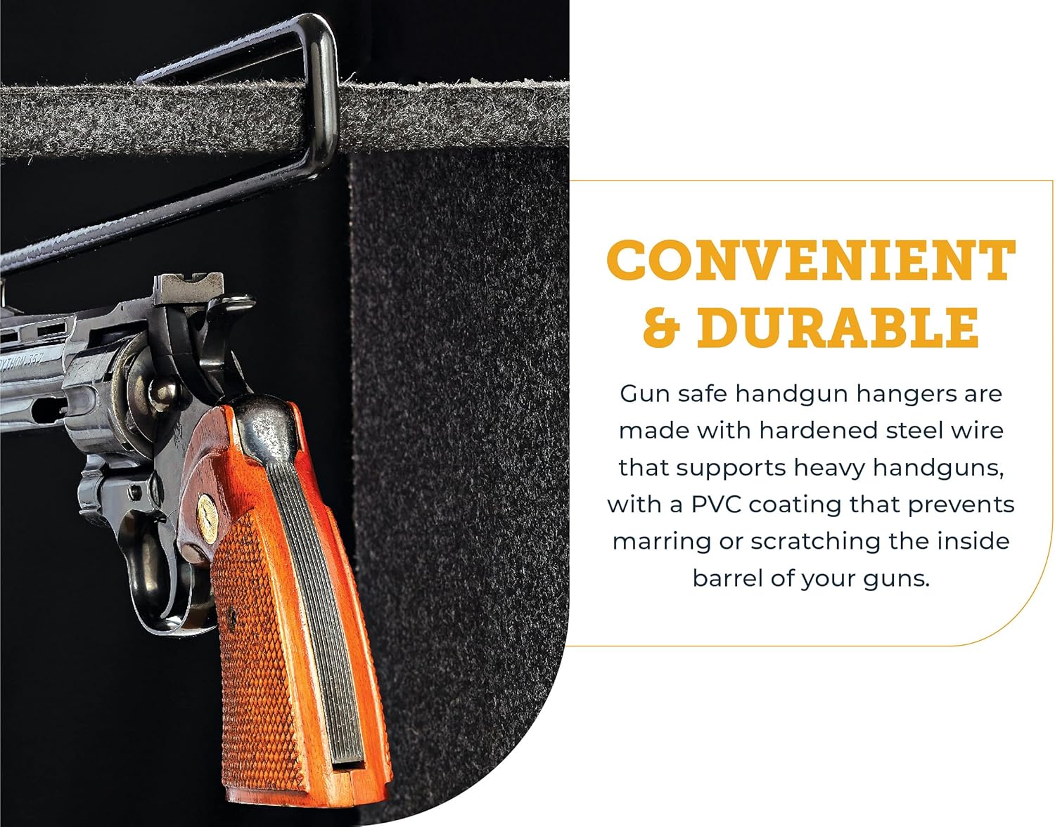 SnapSafe Handgun Hangers .357 Caliber, 75873, 4pk - Maximize Gun Safe Space with Easy Access Under Shelf Storage Gun Hangers - PVC Coated Steel Wire Pistol Holder Protect & Store 357 Caliber & Larger : Sports & Outdoors