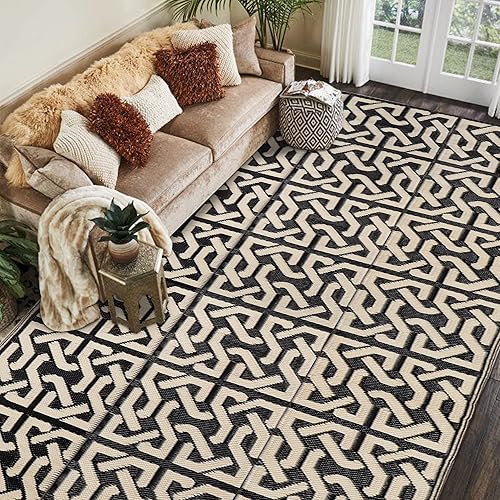 Miniatura 234 de SAND MINE Alfombras reversibles, alfombra de paja de plástico, alfombra de área moderna, alfombra de pavimento grande y alfombra para exteriores