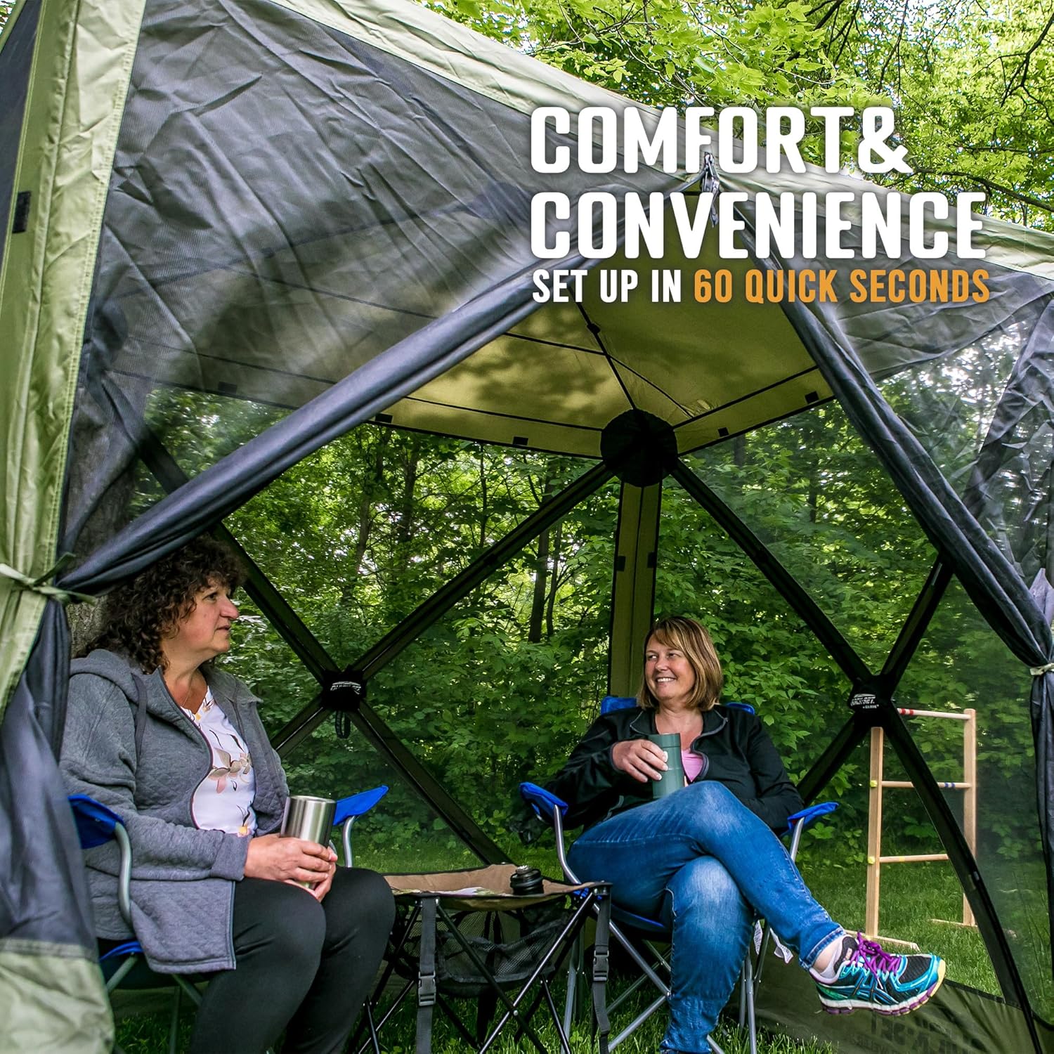 CLAM Quick Set Traveler, 6 x 6 Foot Portable Pop Up Outdoor Camping Gazebo Screen Tent, Canopy Shelter with Carry Bag and Wind Panels (4 Pack), Green CLAM Quick Set Traveler, 6 x 6 Foot Portable Pop Up Outdoor Camping Gazebo Screen Tent, Canopy Shelter with Carry Bag and Wind Panels (4 Pack), Green