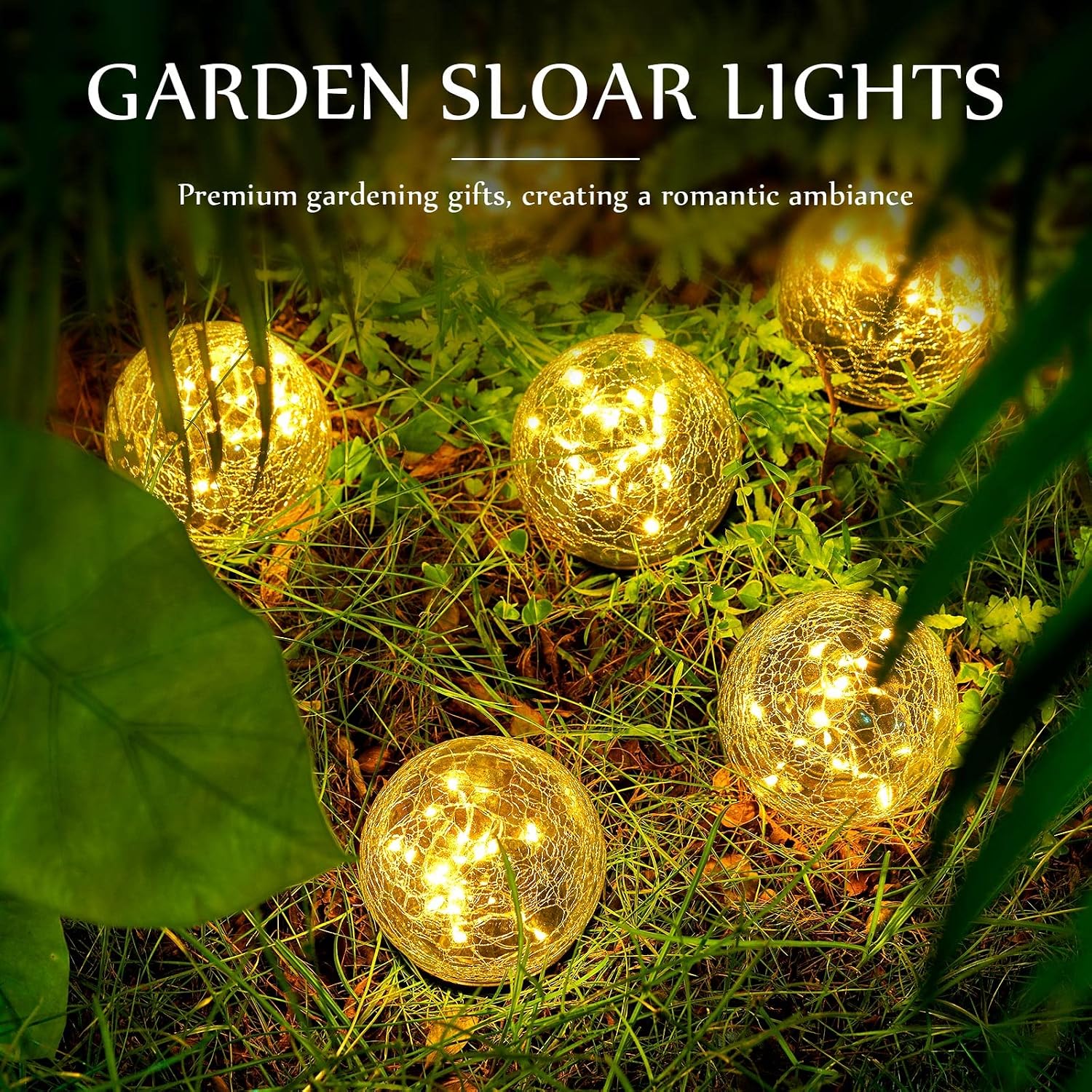 Honoson 3.9 Inch Solar Globe Lights Outdoor - Waterproof Cracked Glass Balls for Lawn Patio Yard Backyard Decorations, Warm Yellow Solar LED Lights with Easy Installation,Durable Design (8 Pcs) image 2