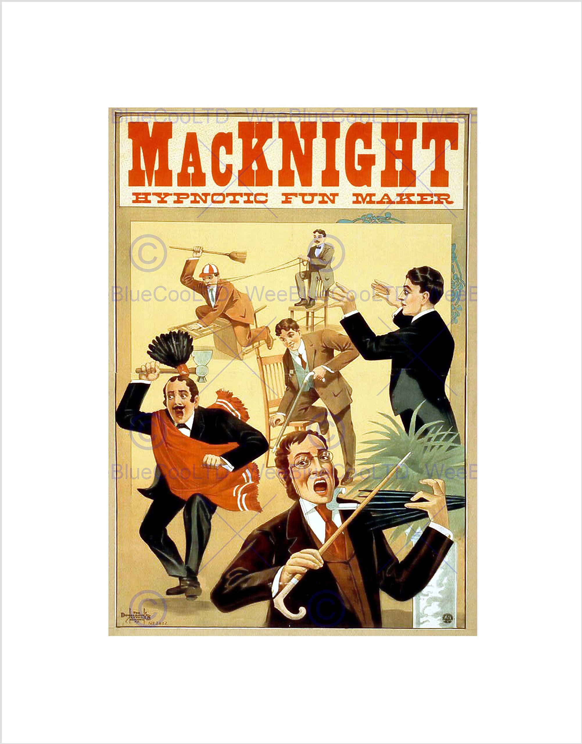 Wee Blue Coo MACKNIGHT THE MAGICIAN VINTAGE ADVERT BLACK FRAMED ART PRINT PICTURE B12X2524