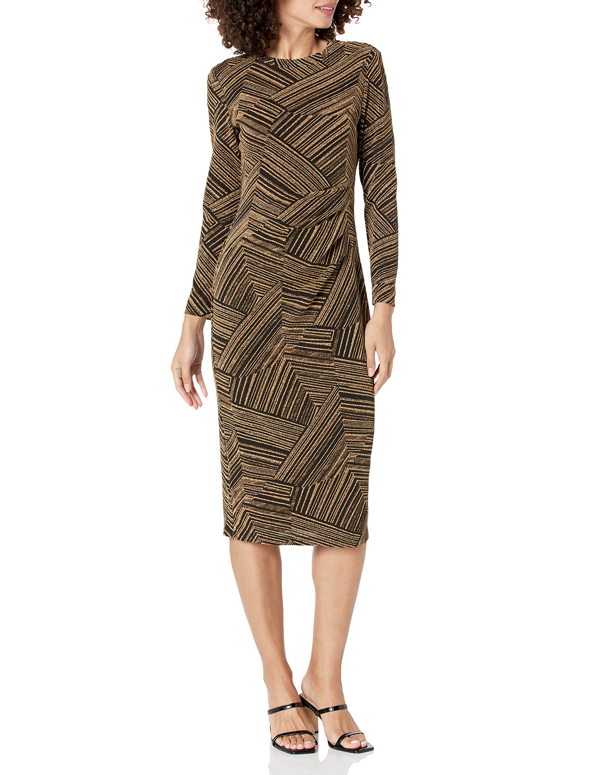 Anne Kleinwomens Long Sleeve Dress With Side Pleating Detail Dress