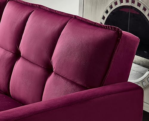 Miniatura 9 de Legend Vansen Futón convertible de terciopelo de 80 pulgadas, dos almohadas, sofá cama con 3 respaldos ajustables, sofá cama, área grande para