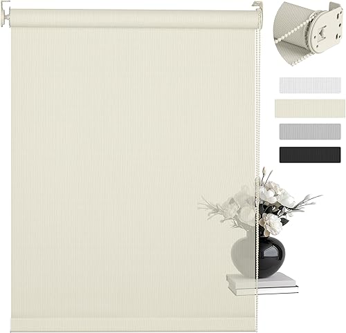 Boolegon Persianas enrollables con filtro de luz para ventanas, persianas enrollables de tela con aislamiento térmico, protección UV, fácil