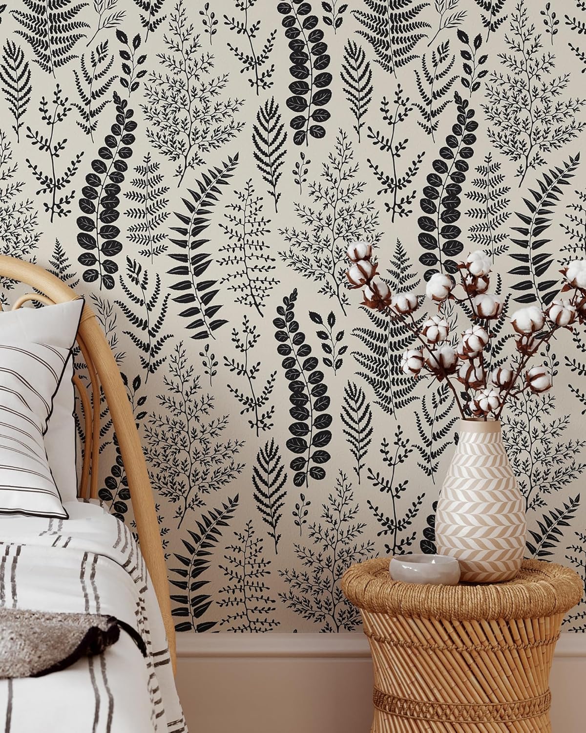 Botanical Branches Wallpaper | Removable Self Adhesive Floral Wallpaper | Vintage Herbs Floral Peel and Stick Wallpaper (1 roll 24" W x 96" H)