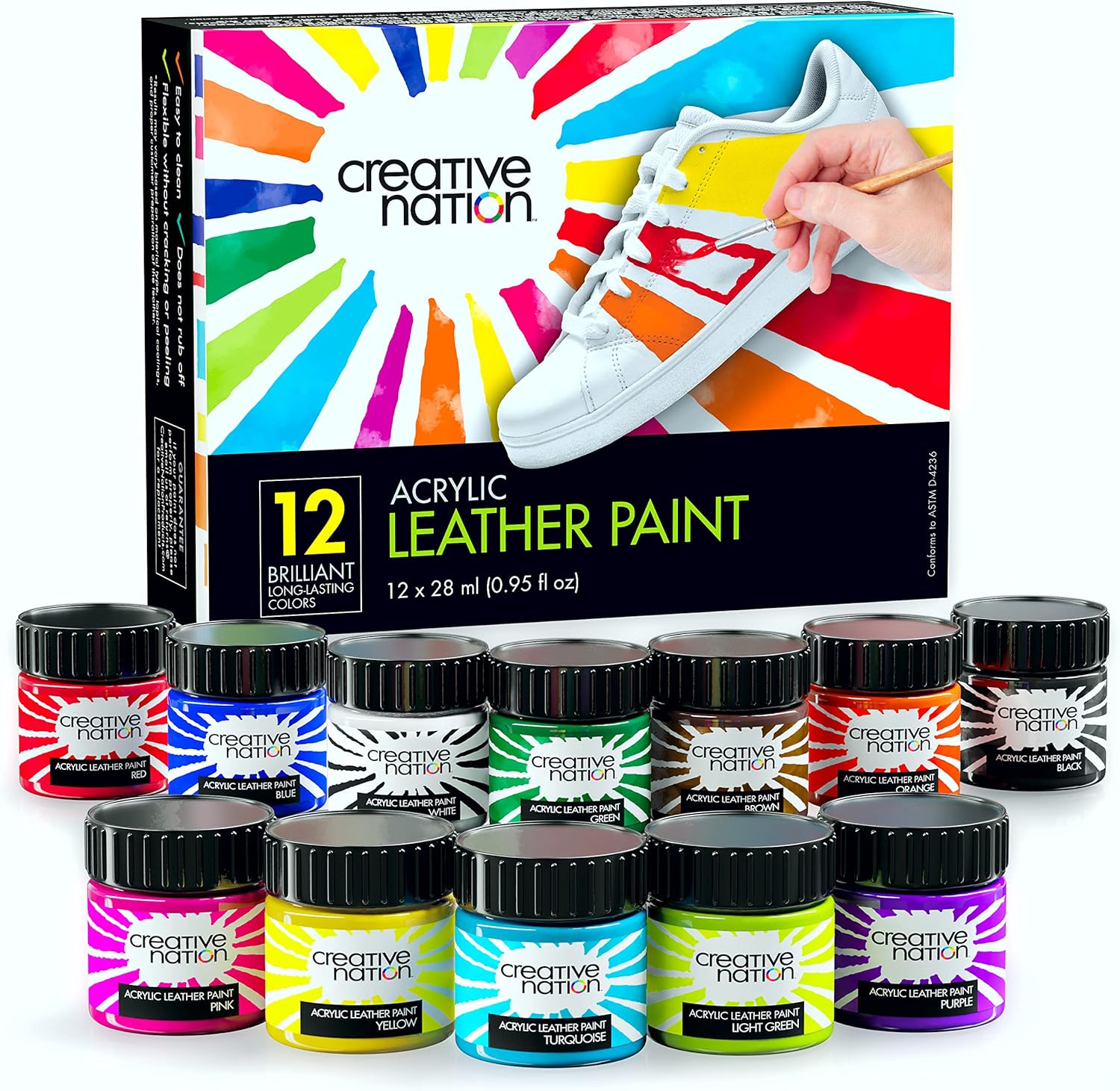 Creative Nation 12 Colors Acrylic Leather Paint for Shoes