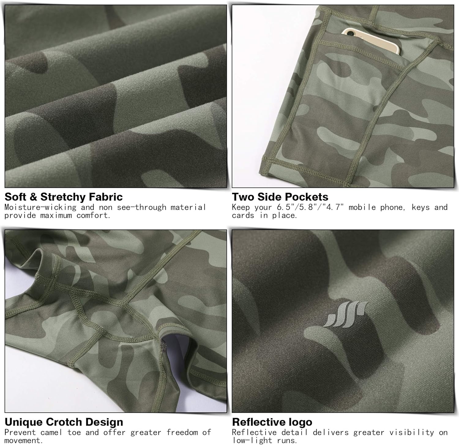 Soothfeel Women's High Waist Yoga Shorts with Side Pockets Tummy Control Running Gym Workout Biker Shorts for Women 5" /3" - Image 5