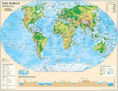 Physical Map For Kids Amazon.com - National Geographic Kids Physical World Education Wall Map:  Grades 4-12 - 51 X 40 Inches - Rolled Canvas -