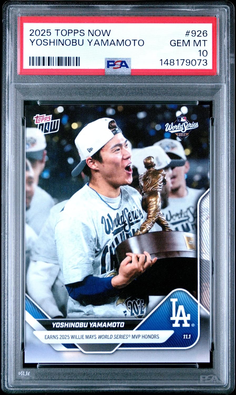 Graded 2025 Topps Now Yoshinobu Yamamoto #926 Baseball Card PSA 10 Gem Mint