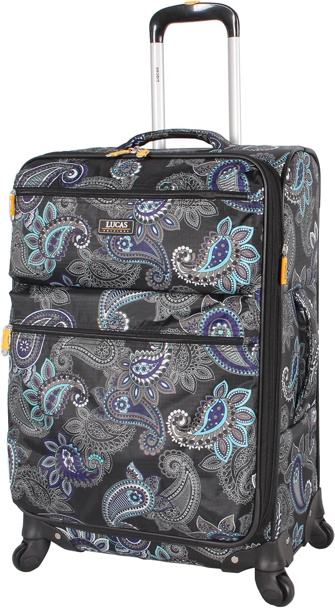 Designer Luggage Collection - Expandable 24 Inch Softside Bag - Durable Mid-sized Ultra Lightweight Checked Suitcase with 4-Rolling Spinner Wheels (Diva)